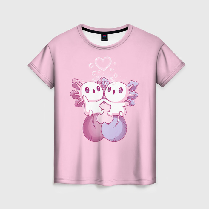 Женская футболка 3D Любовь аксолотлей фото