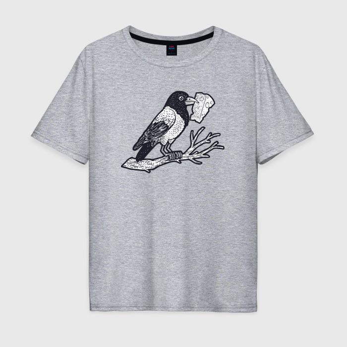 Мужская футболка хлопок Oversize Ворона с куском сыра фото