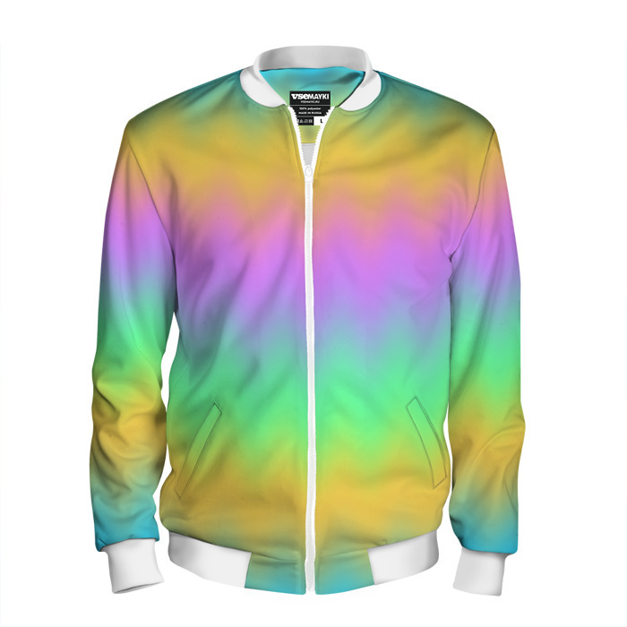 Мужской бомбер 3D Мягкие неоновые зигзаги фото