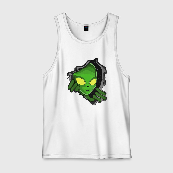 Мужская майка хлопок Вылезающий инопланетянин фото