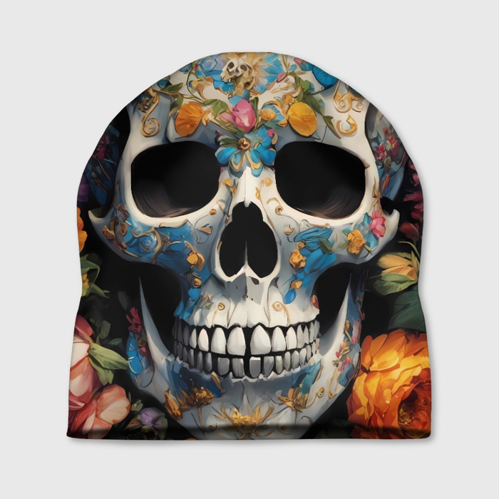 Шапка 3D Bright flowers and skull фото