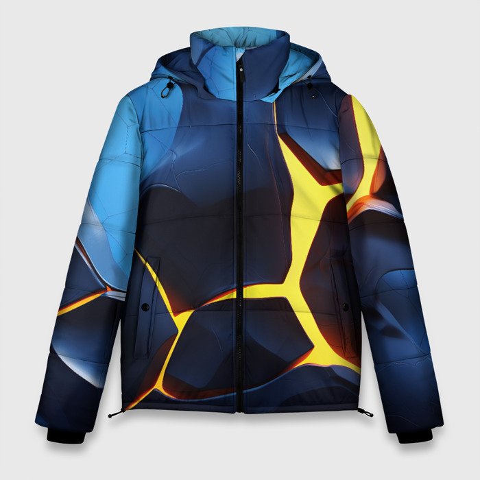 Мужская зимняя куртка 3D Желтый разлом синих плит фото