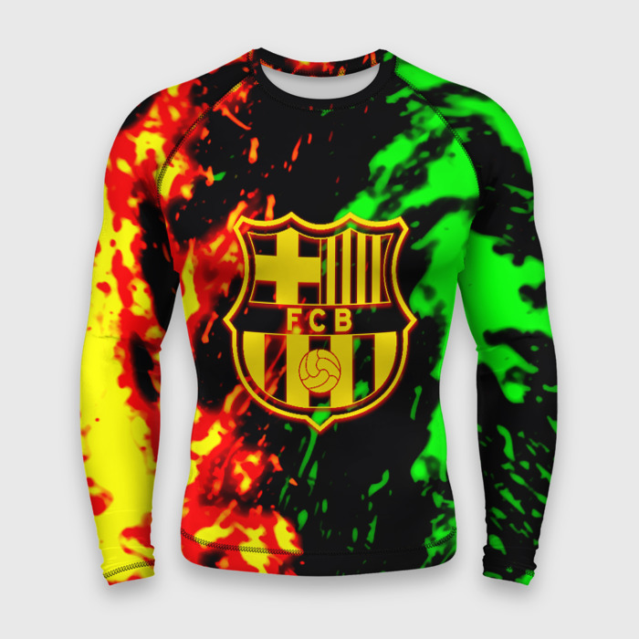 Мужской рашгард 3D Barcelona огненное лого фото