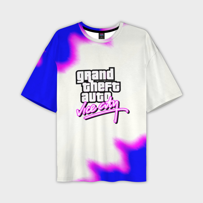 Мужская футболка oversize 3D GTA неон краски фото
