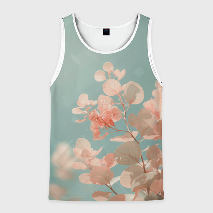 Мужская майка 3D Розовые листья фото