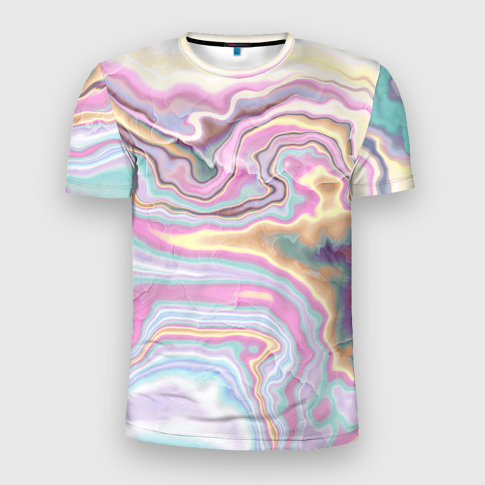 Мужская футболка 3D Slim Мрамор узор разноцветный фото