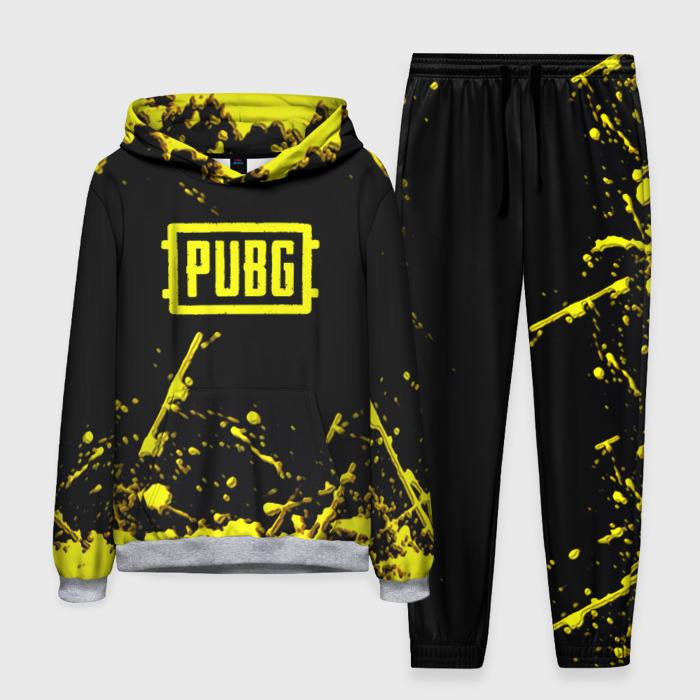 Мужской костюм с толстовкой 3D Пабг жёлтые краски геймер фото