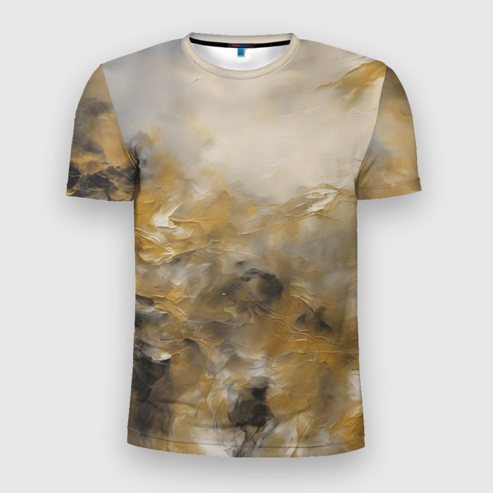 Мужская футболка 3D Slim Желто черная абстракция фото
