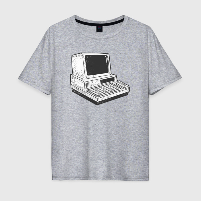 Мужская футболка хлопок Oversize Ретро компьютер фото