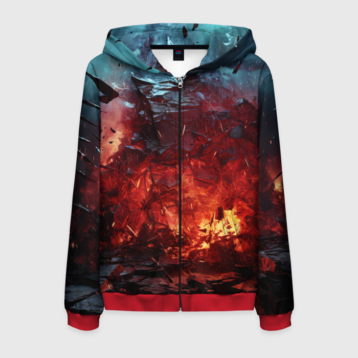 Мужская толстовка 3D на молнии Абстрактный взрыв фото