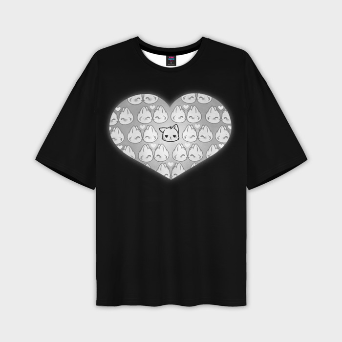Мужская футболка oversize 3D Одинокий кот фото