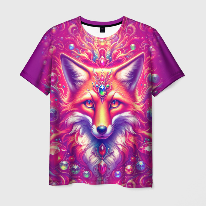 Мужская футболка 3D Лиса с драгоценными камнями фото