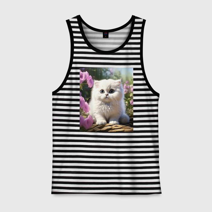 Мужская майка хлопок Котенок и цветы 1 фото