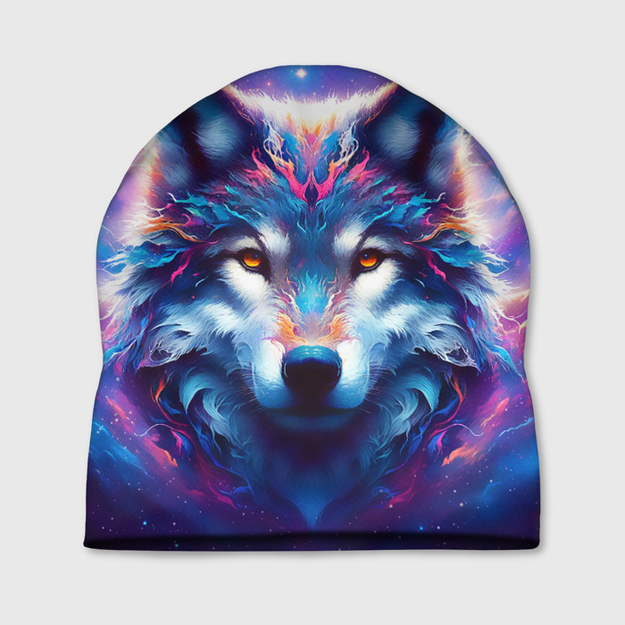 Шапка 3D Волк и звезды фото
