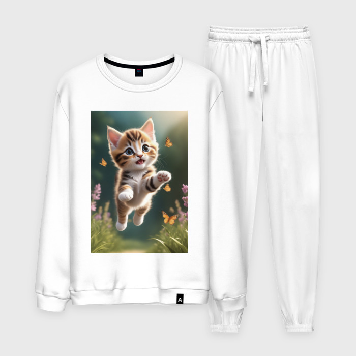 Мужской костюм хлопок Парящий котик фото