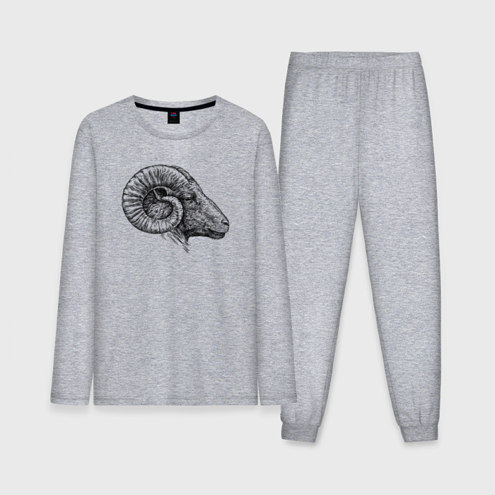 Мужская пижама с лонгсливом хлопок Профиль барана фото