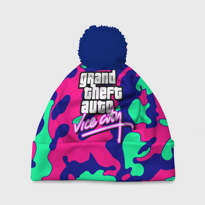 Шапка 3D c помпоном GTA vice city камуфляж фото