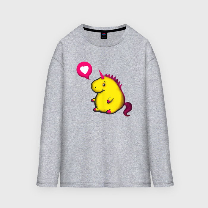 Мужской лонгслив oversize хлопок Пухлый единорог фото