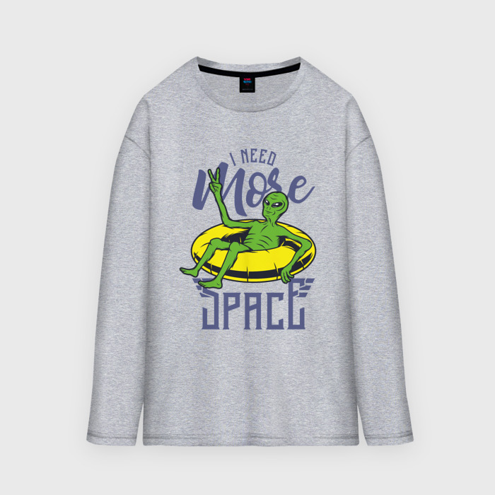 Мужской лонгслив oversize хлопок Пришелец мне нужно больше пространства фото