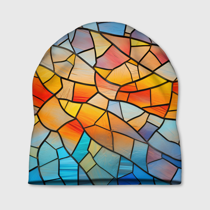 Шапка 3D Яркий витраж фото