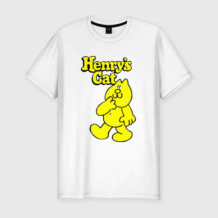 Мужская футболка хлопок Slim Желтый кот фото