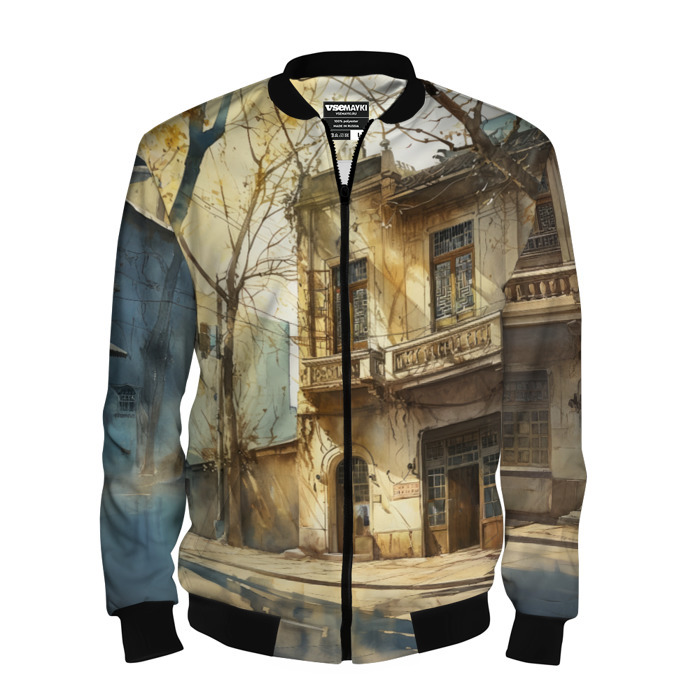 Мужской бомбер 3D Осенние  утро в захолустье фото