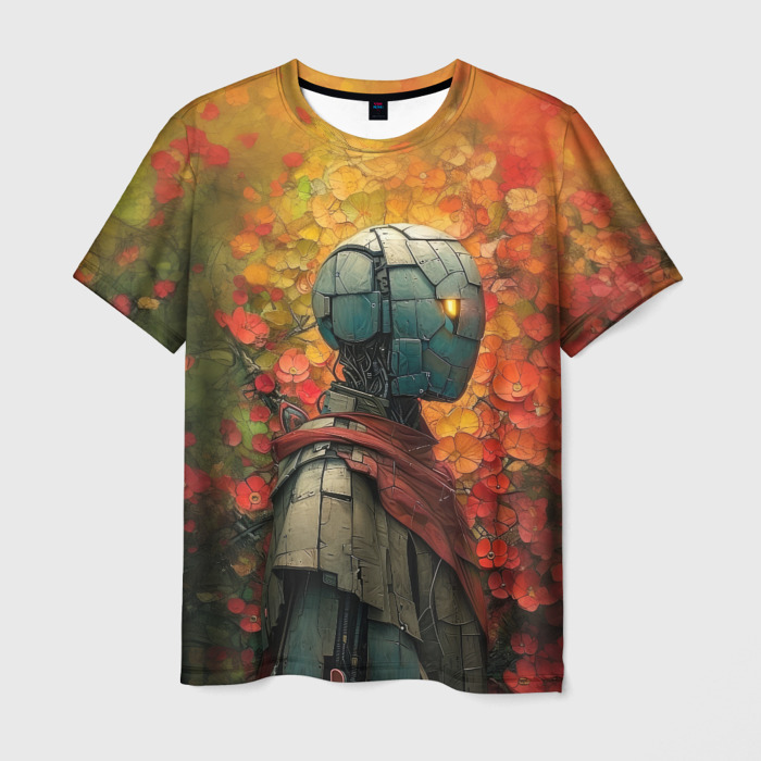 Мужская футболка 3D Андроид  в цветочном сауд фото