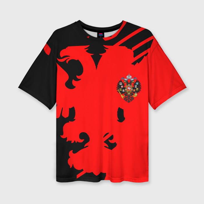 Женская футболка oversize 3D Герб России абстракция спорт текстура фото