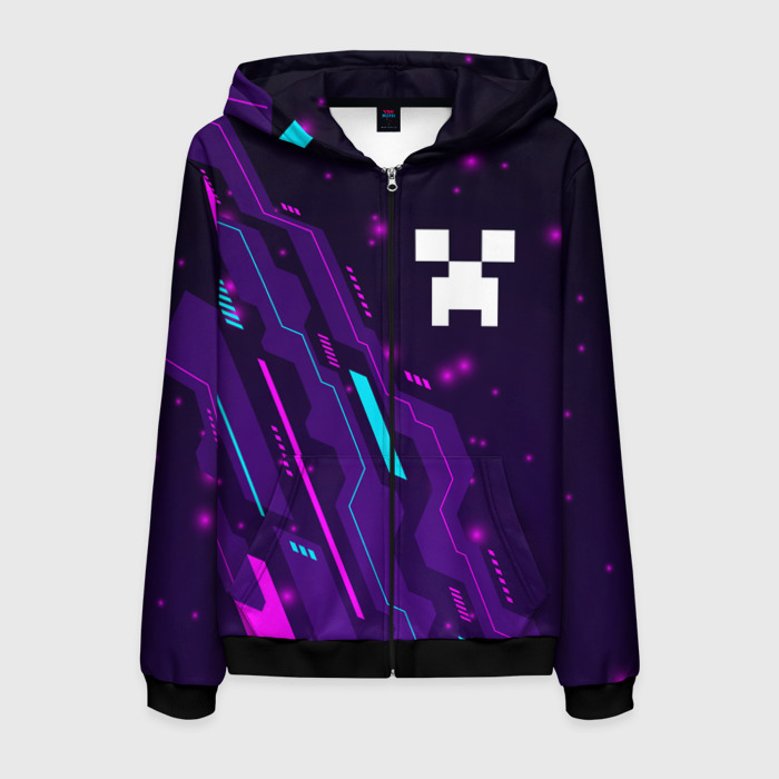 Мужская толстовка 3D на молнии Minecraft neon gaming фото
