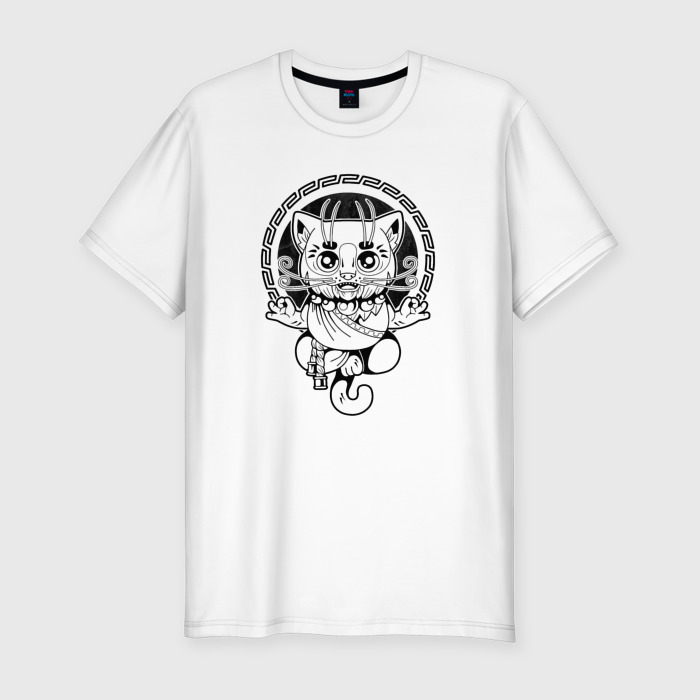 Мужская футболка хлопок Slim Медитирующий кот фото