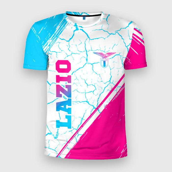 Мужская футболка 3D Slim Lazio neon gradient style вертикально фото