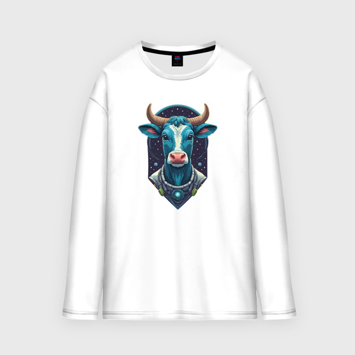 Мужской лонгслив oversize хлопок Звёздная корова пришелец фото