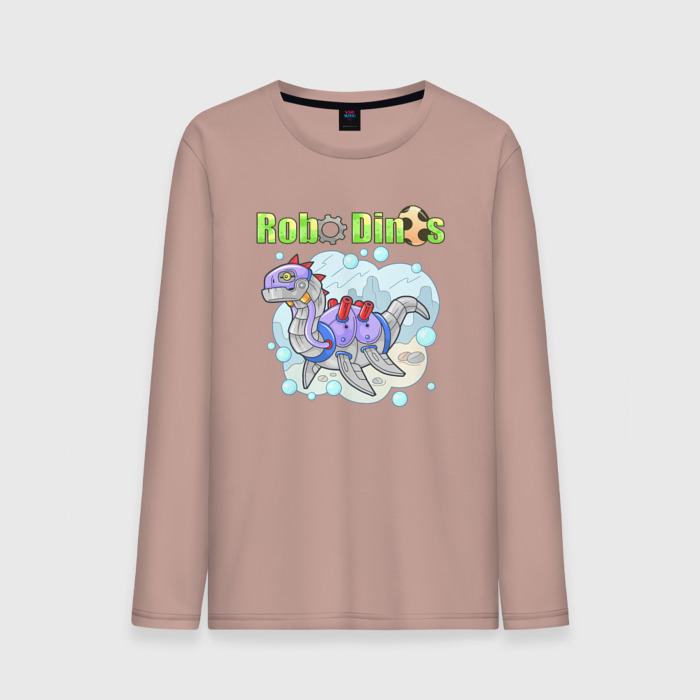 Мужской лонгслив хлопок Робот динозавр плезиозавр фото