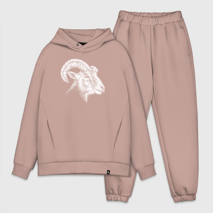 Мужской костюм oversize хлопок Голова белого барана фото