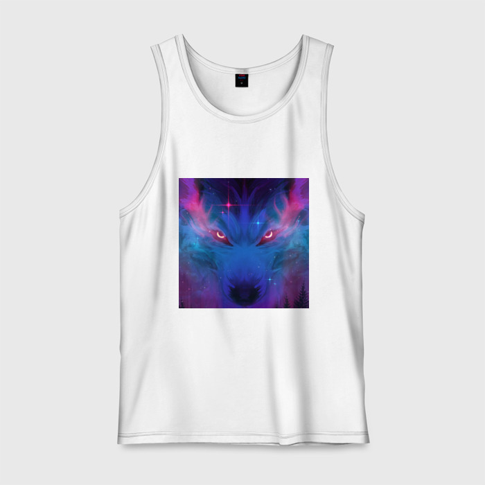 Мужская майка хлопок Волк призрак небесный фото