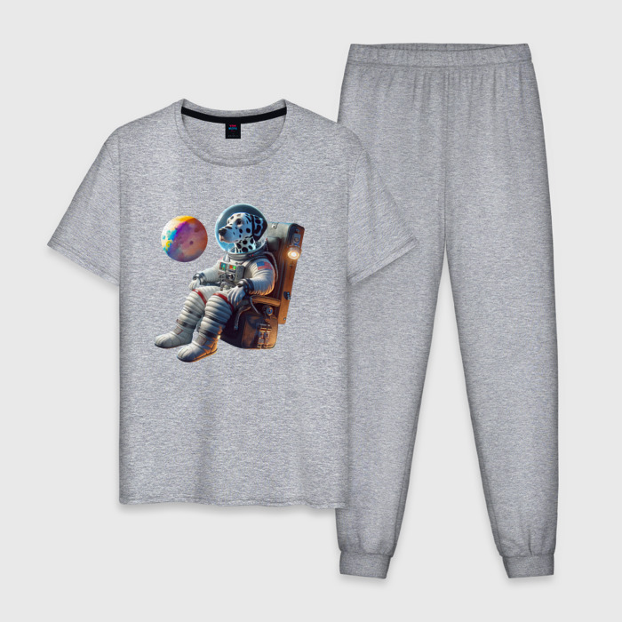 Мужская пижама хлопок Dalmatian cosmonaut in a leather armchair фото