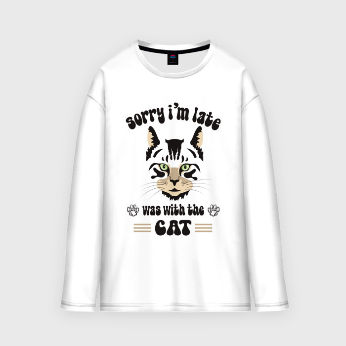 Мужской лонгслив oversize хлопок Кошка моя подружка фото