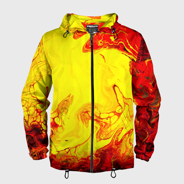 Мужская ветровка 3D Красные и желтые разводы фото