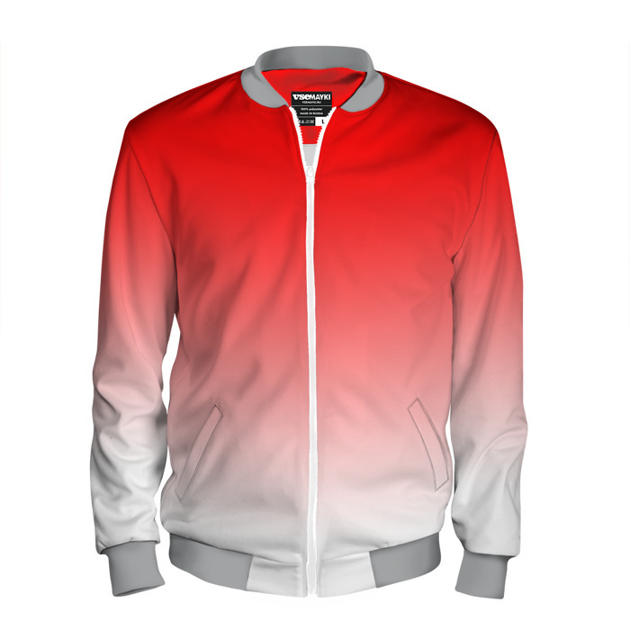 Мужской бомбер 3D Красно белый градиент фото
