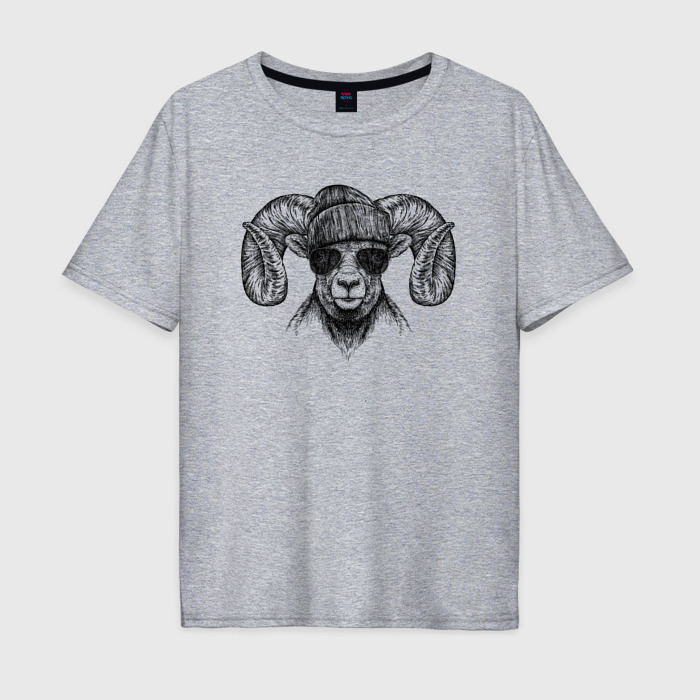 Мужская футболка хлопок Oversize Баран модный фото