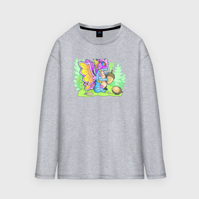Мужской лонгслив oversize хлопок Дракон бабочка фото