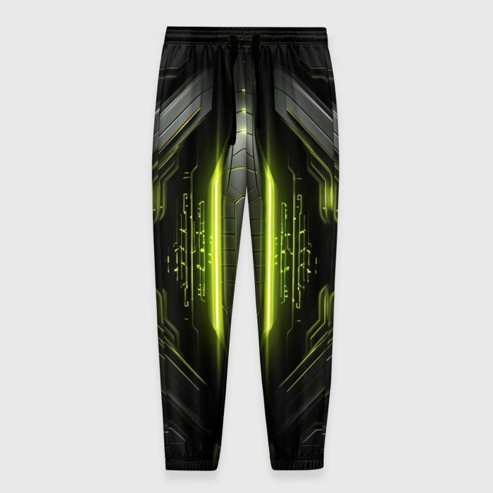 Мужские брюки 3D Яркая зеленая неоновая киберброня фото