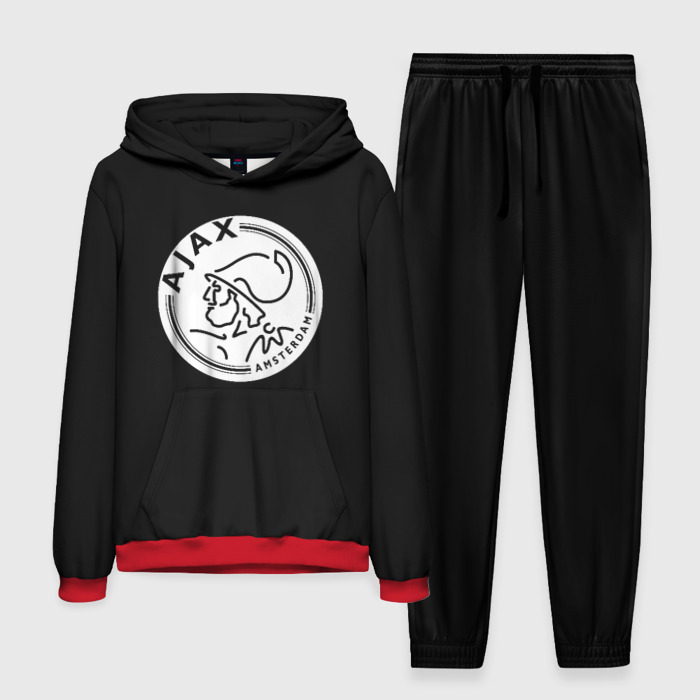 Мужской костюм с толстовкой 3D Ajax fc белое лого фото