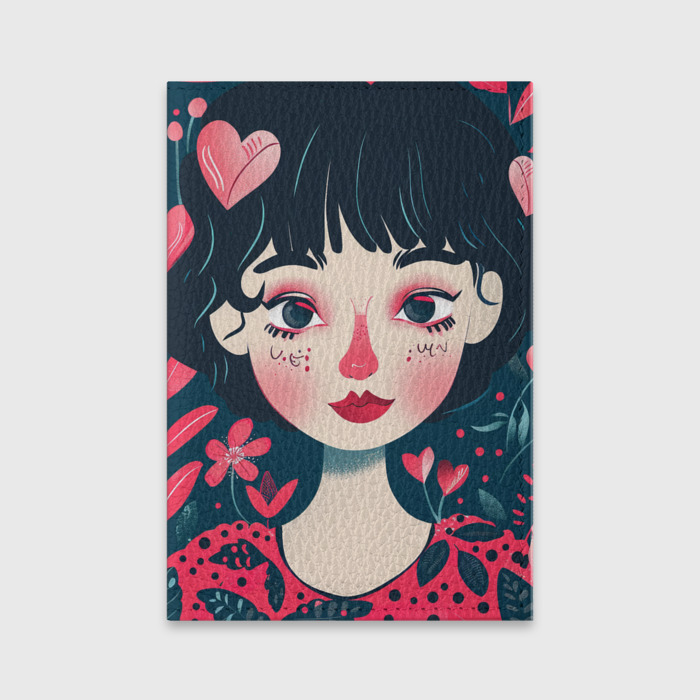 Обложка для паспорта матовая кожа Влюбленная девчушка фото