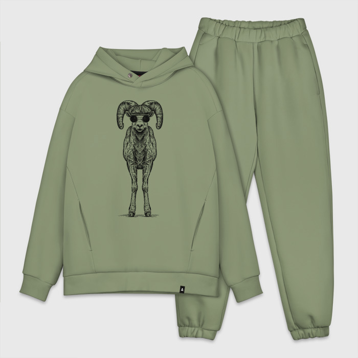 Мужской костюм oversize хлопок Баран в кепке фото