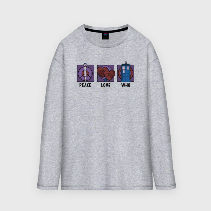 Мужской лонгслив oversize хлопок Peace love who фото