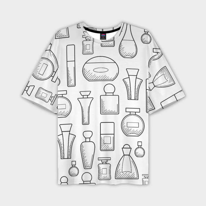 Мужская футболка oversize 3D Парфюм белый фото