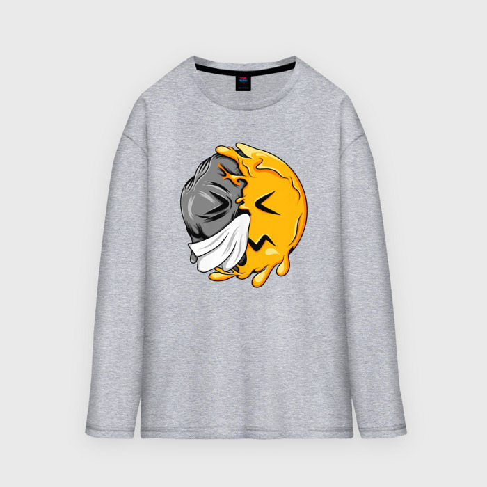 Мужской лонгслив oversize хлопок Чихающий смайлик фото