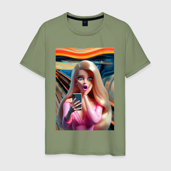 Мужская футболка хлопок Крик Барби   нейросеть фото