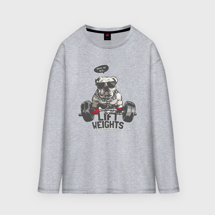 Мужской лонгслив oversize хлопок Пес   бодибилдер фото
